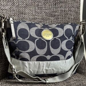 Coach Signature Denim and Gray Crossbody/Shoulder Bag